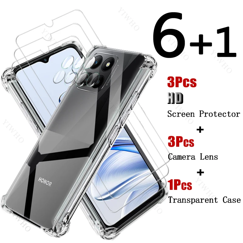 Gehard Glas Screen Protectors Voor Huawei Honor 70 Lite Zachte Siliconen Schokbestendige Case Veiligheidscamera Lens Voor Eer 70 Lite Hd