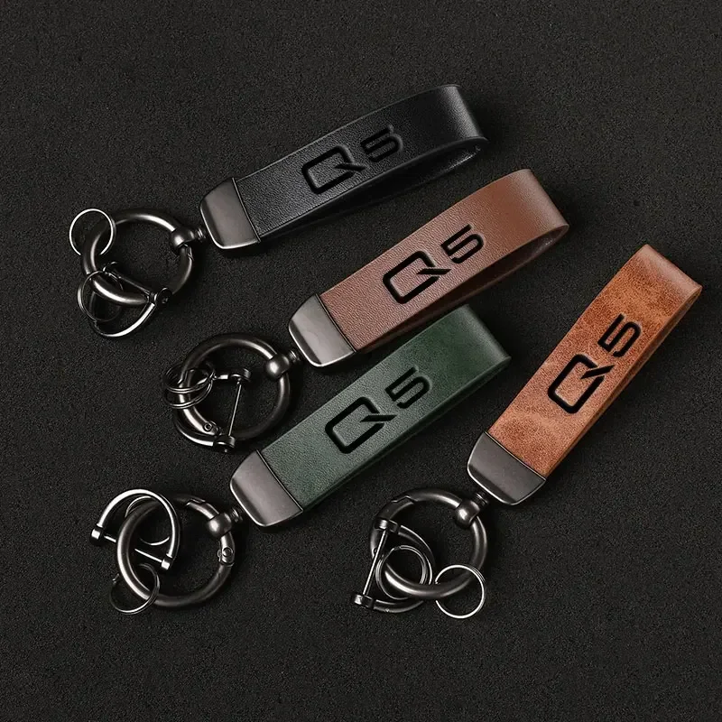 For Audi Q5 8r Car Accessories Fashion Luxury Genuine Leather Keychain Business Gift Key Ring Custom with 3d Logo