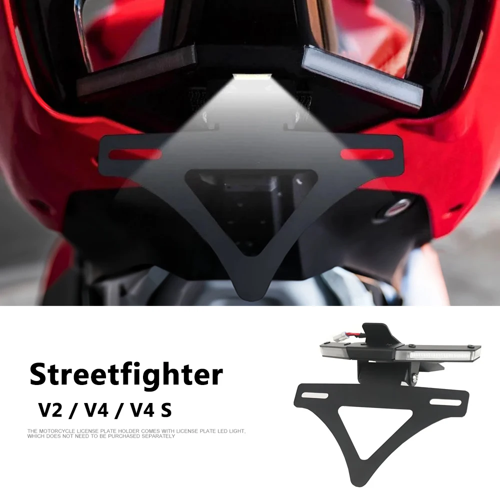 

License Plate Holder Integrated LED Turn Signal Light Tail Tidy Fender Eliminator For DUCATI Streetfighter V4 V4S Panigale V2
