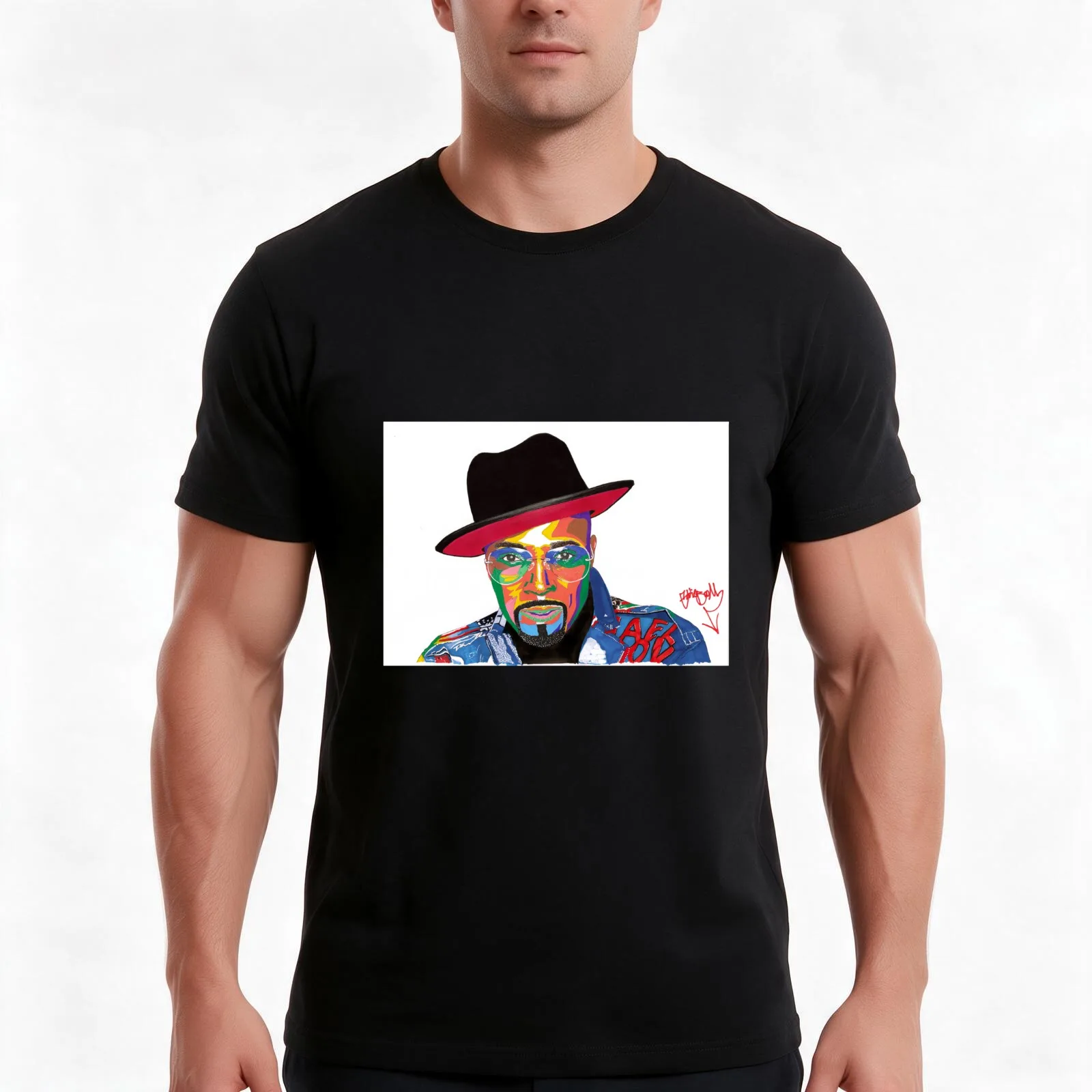 Hand drawn portrait of Teddy Riley by Eddie Boom T-Shirt, Summer Casual Cotton Tee, Oversized Streetwear Tops, Unisex Men Women