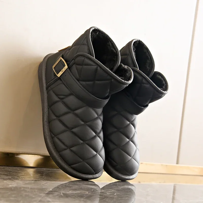 Short tube 2024 winter new Korean version with thick velvet and versatile anti slip, waterproof and warm cotton shoes