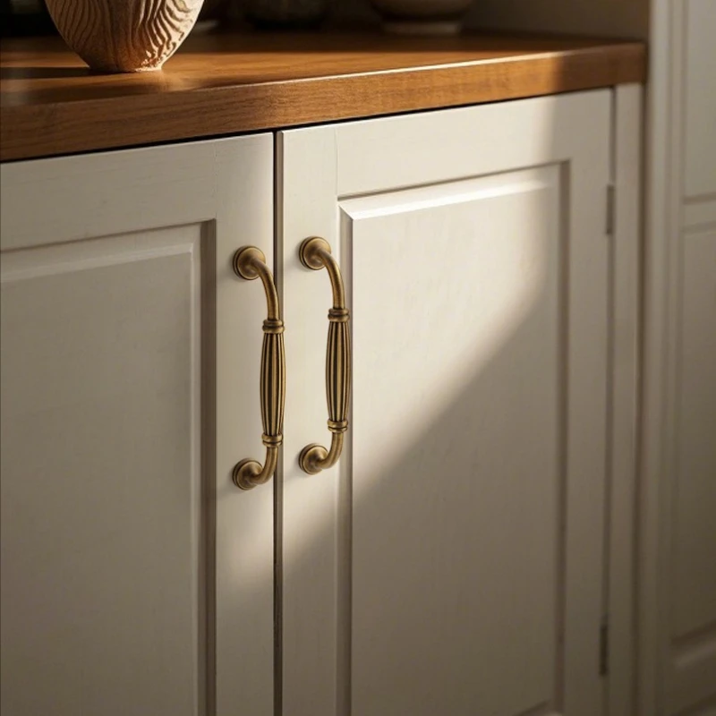 

French Solid Brass Handles for Furniture Bronze/Gold Knobs and Handles for Drawers Wardrobe Cabinet Handles Shoe Cabinets Pulls
