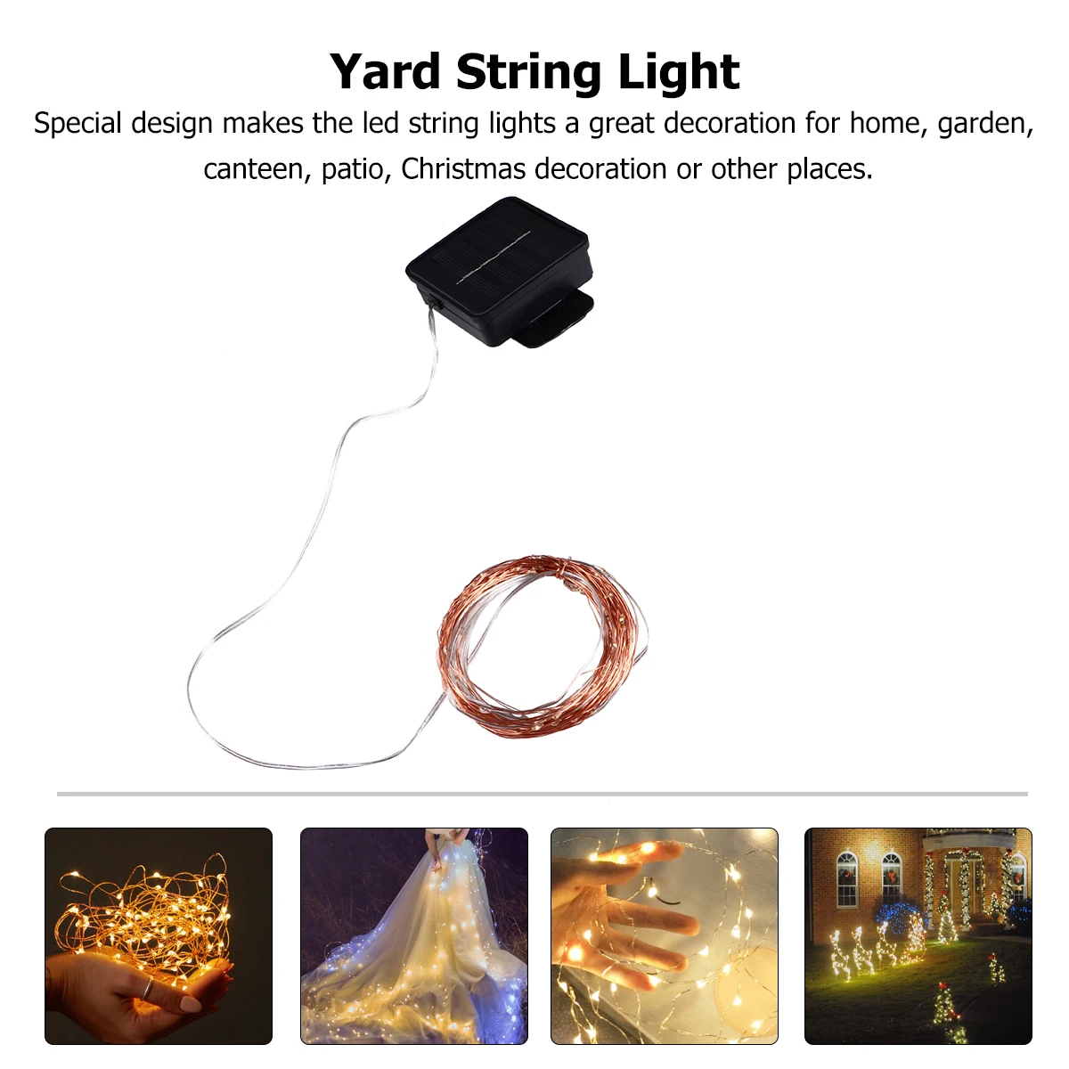 

LED Light String Hanging Solar Lights Outdoor Christmas Decor Garden Powered Post