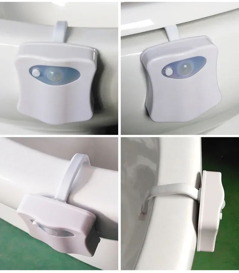 Lampe LED intelligente avec capteur de mouvement PIR, éclairage de nuit, 8 couleurs, piles AAA, rétro-éclairage pour cuvette
