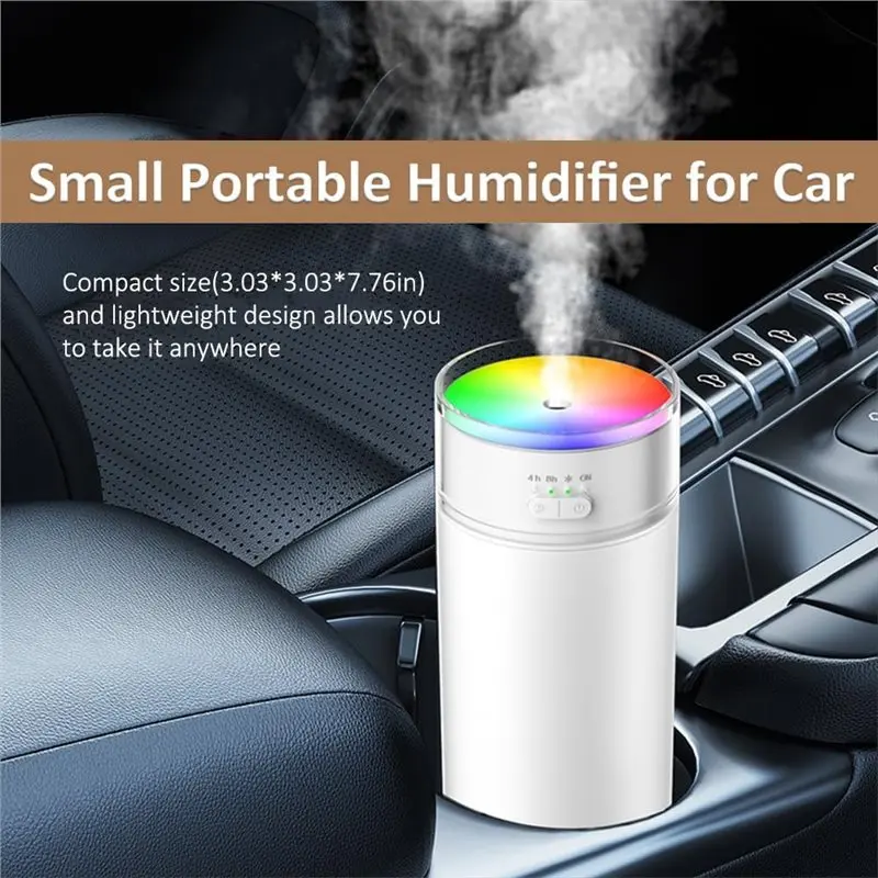 B51CNEW! مرطب محمول Cool Mist 500 مل مع ضوء متغير اللون لغرفة النوم ومكتب السفر والسيارة، ومرطب الهواء