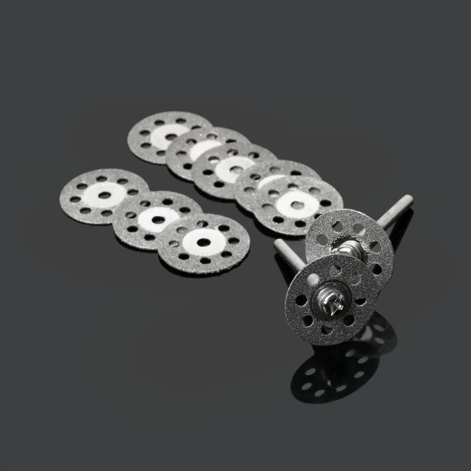 

10Pcs 20mm Diamond Grinding Disc Wheel Mini Circular Saw & 2Pcs 1/8" Shank Mandrel Kit Rotary Tool for Cutting Metal Stone Glass
