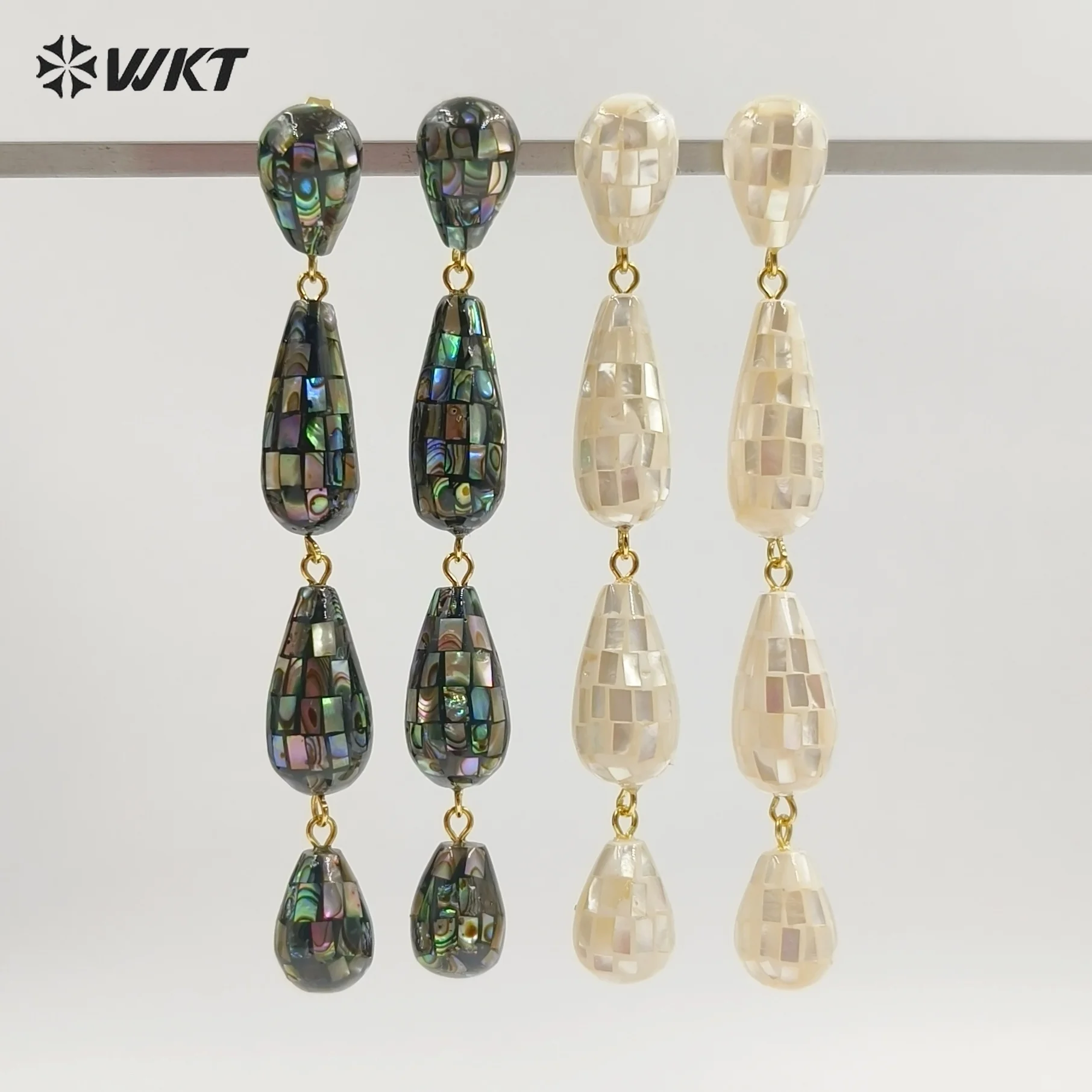 

WT-MPE189 Natural Shell Abalone Shell Classic Special Earrings With 18k Real Gold Plated For Women ACC