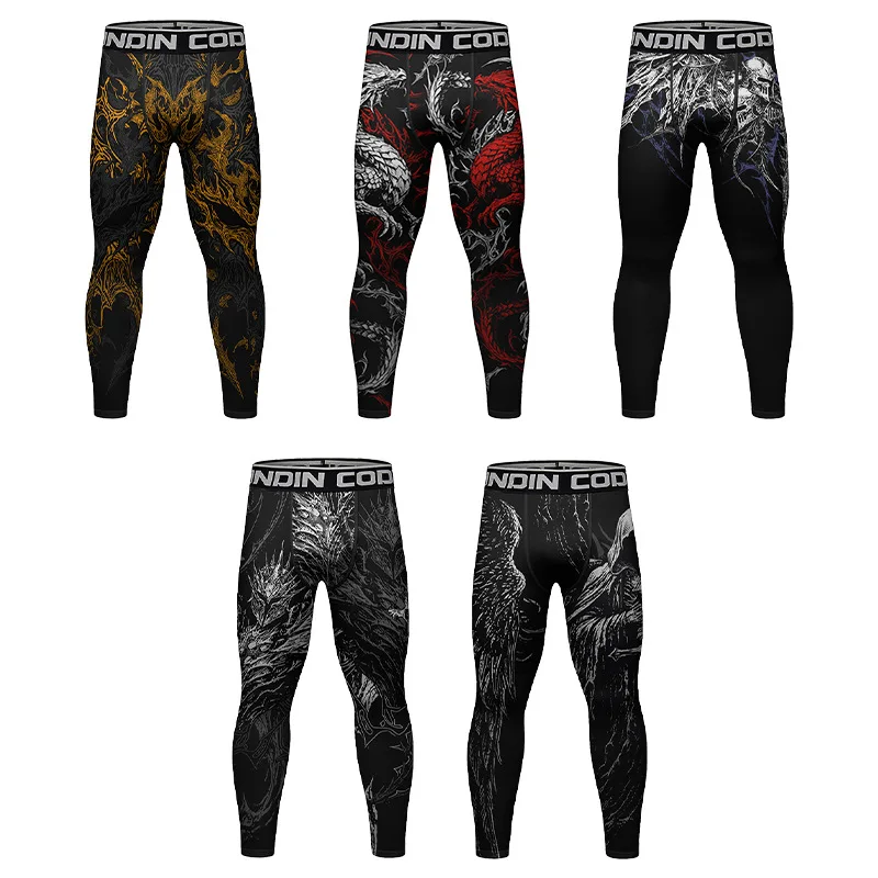 Men's Gym Tights Sport Compression Pants Quick Dry Fit MMA BJJ Jiu Jitsu Leggings Training Workout Fitness Running Trousers