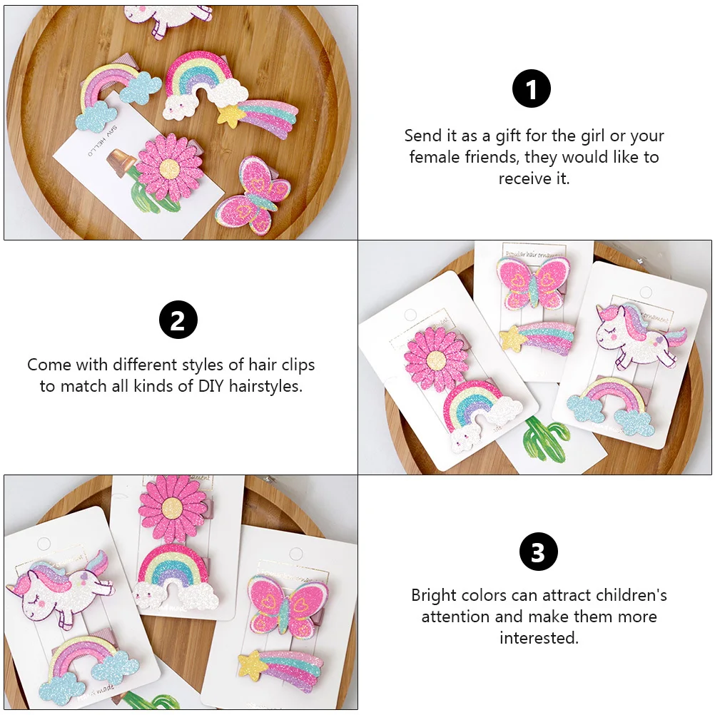 

6pcs Baby Kids Unicorn Hair Clips Girls Sequins Barrettes For Toddler Children Hair Accessories Side Clip Headdress Pin