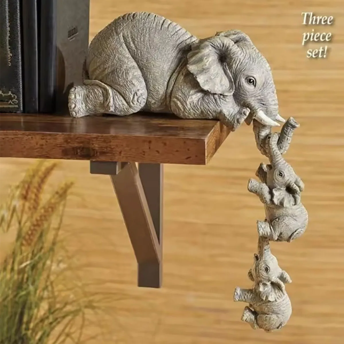 3 Pcs/set Cute Elephant Hug Baby Doll Resin Handicraft Decoration Home Decor Gift Decorative Figurines Miniatures Accessories