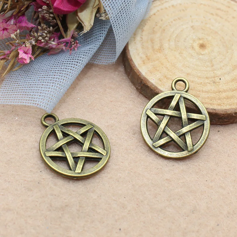 20pcs Charms Star Pentagram 19x16mm Tibetan Bronze Silver Gold Color Pendants Antique Jewelry Making DIY Handmade Craft Pendant