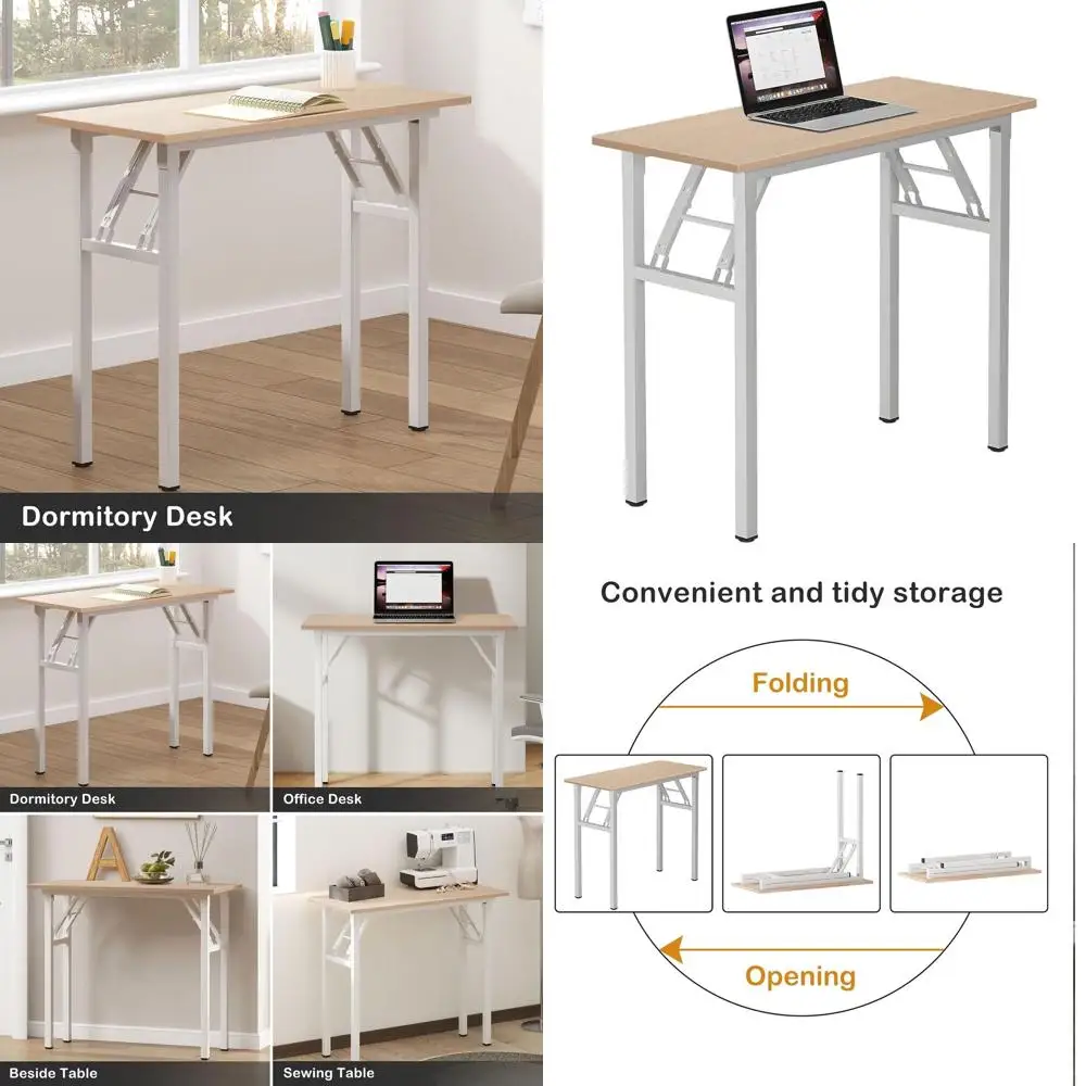 

Компактный складной письменный стол, сверхпрочный компьютерный стол 31,5 для небольших помещений/домашнего офиса/спальни, простая установка (80 x 40 см)