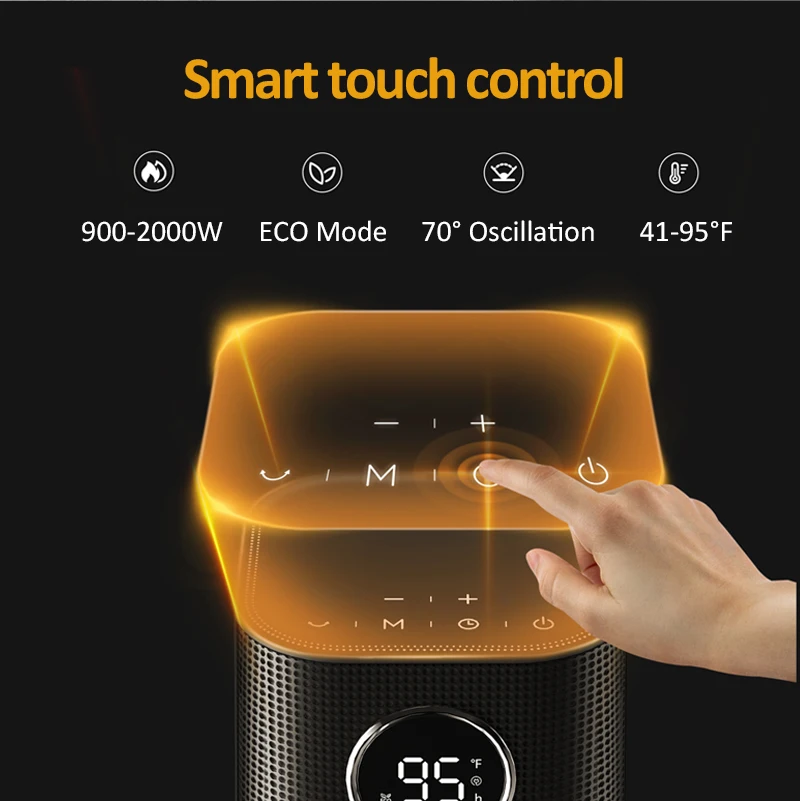 المنزل الذكي الكهربائية 2kw Heizstrahler Heizlufter Elektro Heizung السيراميك Ptc برج الفضاء مروحة سخان مع جهاز التحكم عن بعد للاستخدام الداخلي