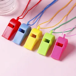 1pcs Mini Plastic Whistle with Rope Children Toys Kids Football Soccer Rugby Cheerleading Whistle Birthday Party Supplies