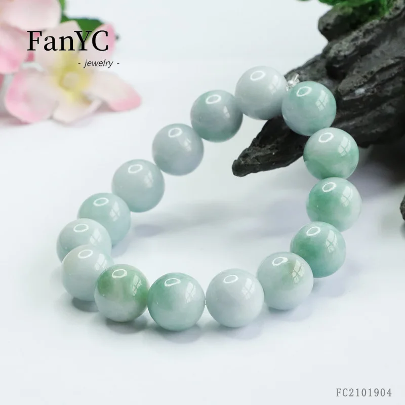 Exquisite Hand-Carved Burmese Jadeite Bracelet Handcrafted Polished Round Beads Stylish Minimalist Unisex Jewellery Gift