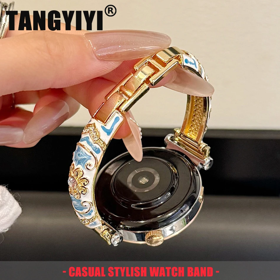 18/20/22MM Watch Band For Samsung Galaxy Watch 8/7/4 6 Classic 5 Pro Vintage Porcelain Bracelet Strap For Amazfit Bip/GTS GT2