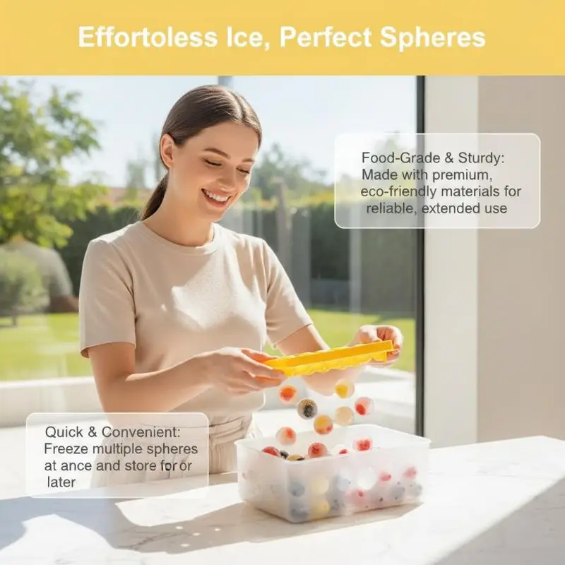 3 Pcs BPA Free Round Ice Ball Maker Mold Easy Release Dust Proof Lid For Home Bar Cocktail Summer Iced Drinks