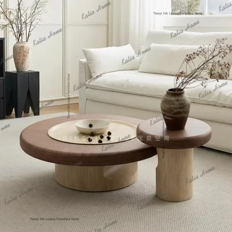ld Vintage Style Solid Wood Coffee Table Nordic Creative Living Room High-end Imitation Cave Stone Coffee Table