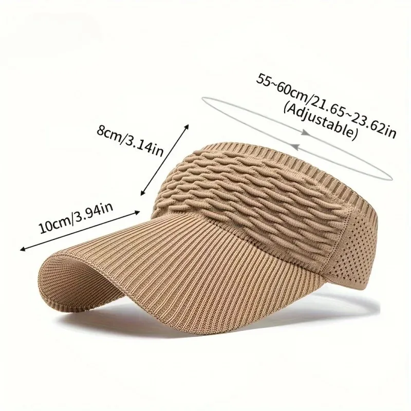 1pc Women Anti-UV Sun Hats Breathable Adjustable Empty Top Visor Caps for Tennis Golf Running Travel Beach Sport Outdoor Hat