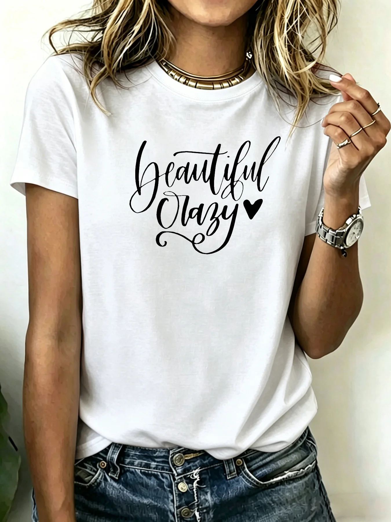 

Women's Large Size T-shirt Valentine's Day Romantic Print Short Sleeve Loose Casual Soft Comfortable Breathable