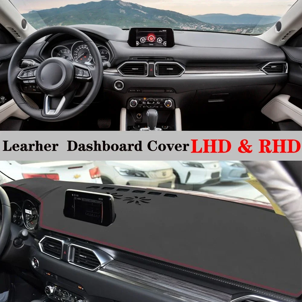 

Leather Dashmat Automobile Dashboard Cover Dash Mat Anti-UV Carpet Car Accessories For Mazda CX-5 2017 2018 2019 MK2 KF CX5 CX 5