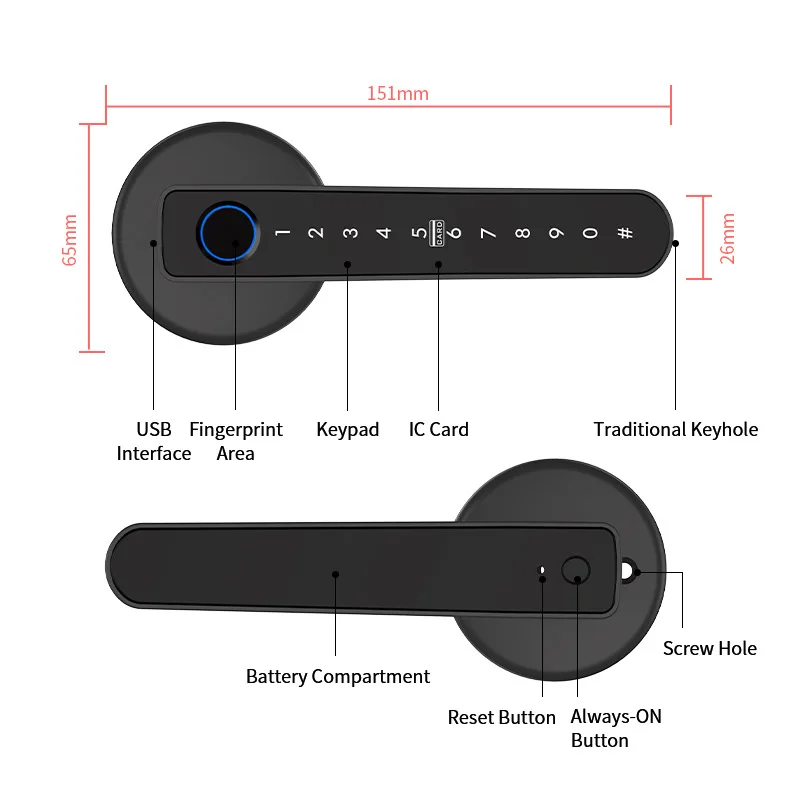 Tuya Bluetooth Biometric Electronic Lock Smart Fingerprint Password App Unlock Intelligent Door Handle Lock Home Security