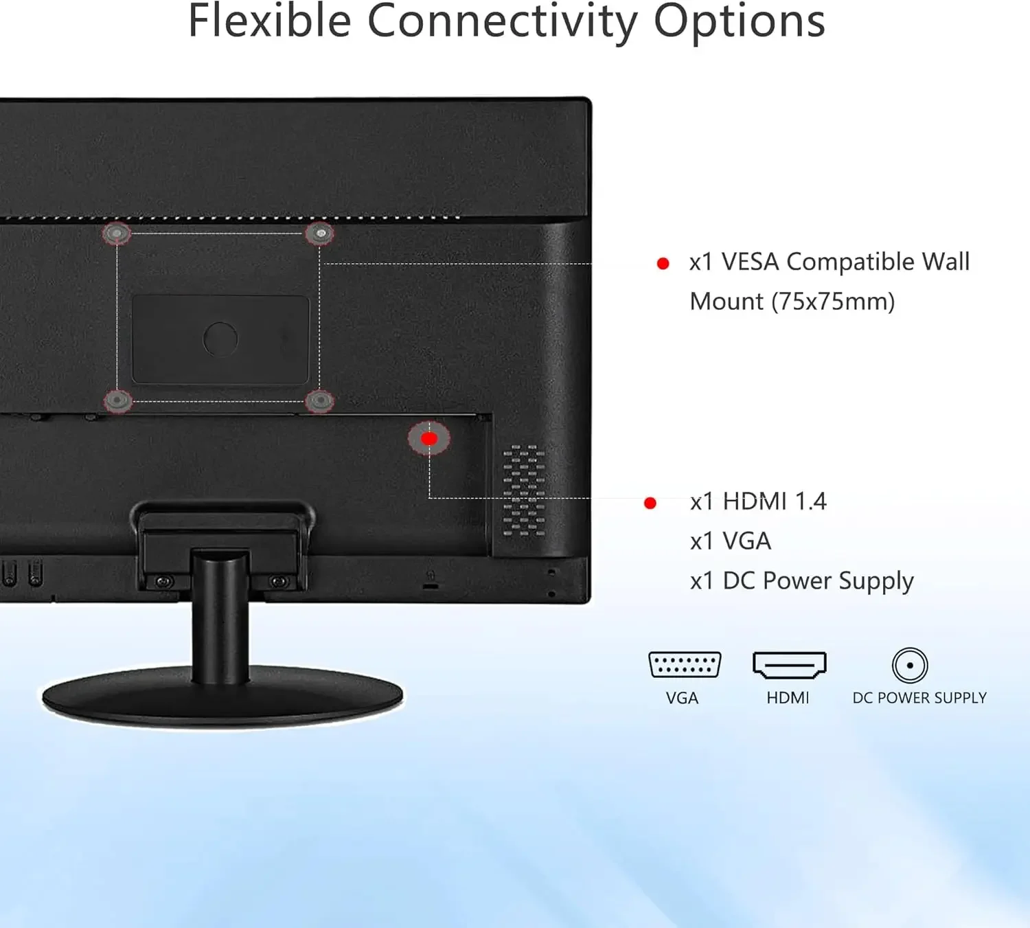 Monitor LED de PC de 17 polegadas 1440x900, 75HZ, 5Ms, 16:10, ângulo de visão 95 ° (Horizontal), Painel TN, VESA montável na parede