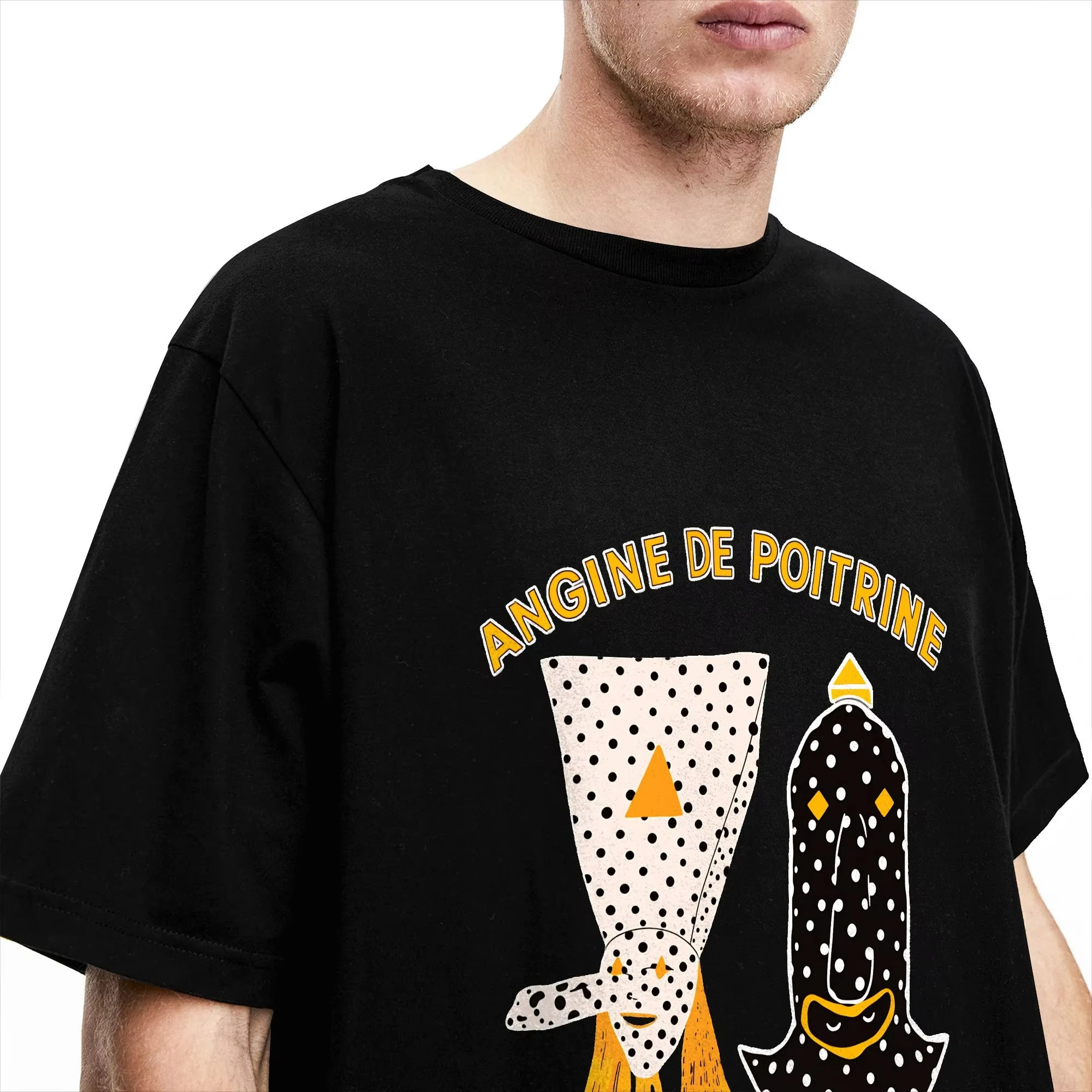 2026 Trendy Men Women Angine De Poitrine Art Graphic Tshirt Unisex Short Sleeve Loose Cotton Fashion Tees