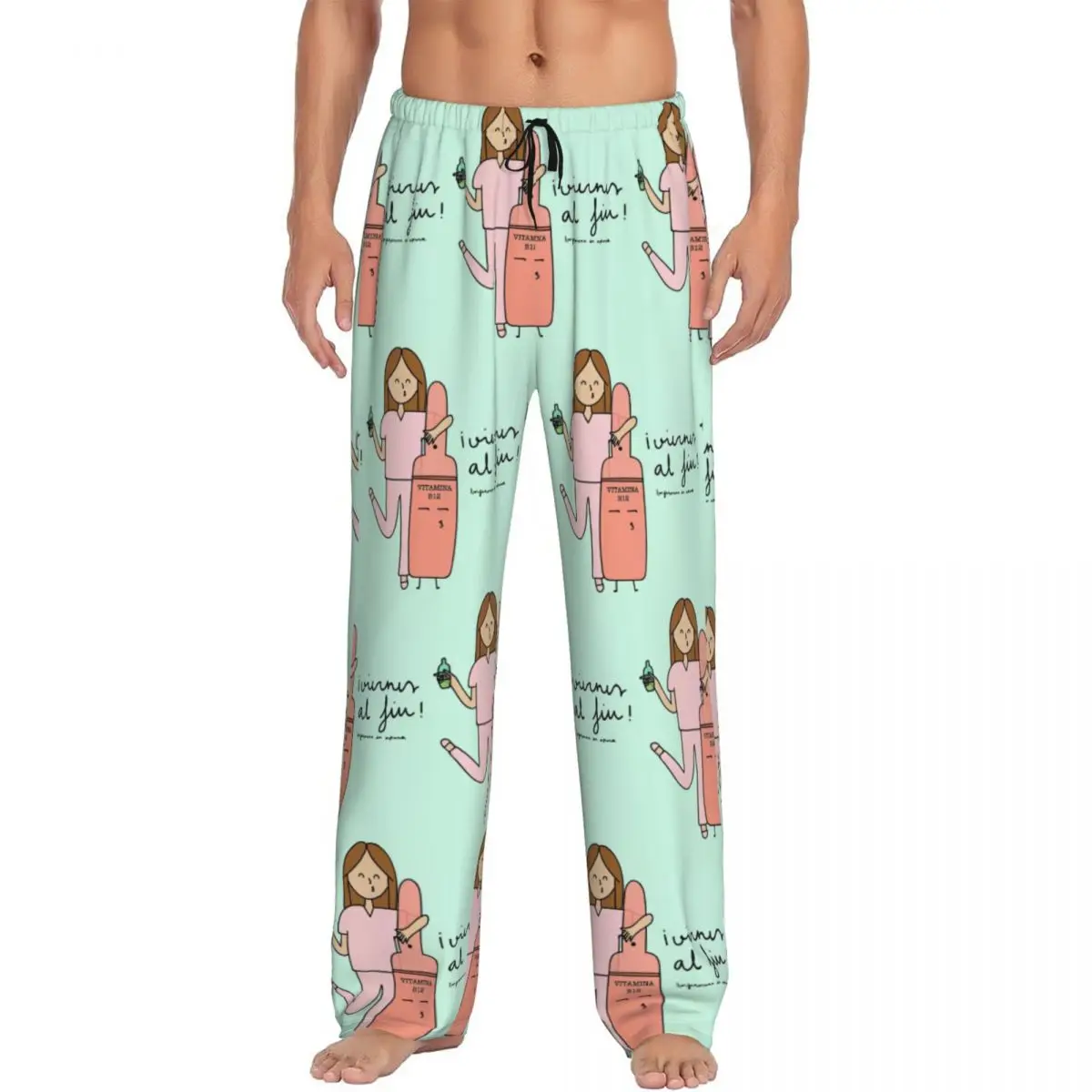 

Custom Enfermera En Apuros Pajama Pants Men Doctor Nurse Lounge Sleep Stretch Sleepwear Bottoms with Pockets