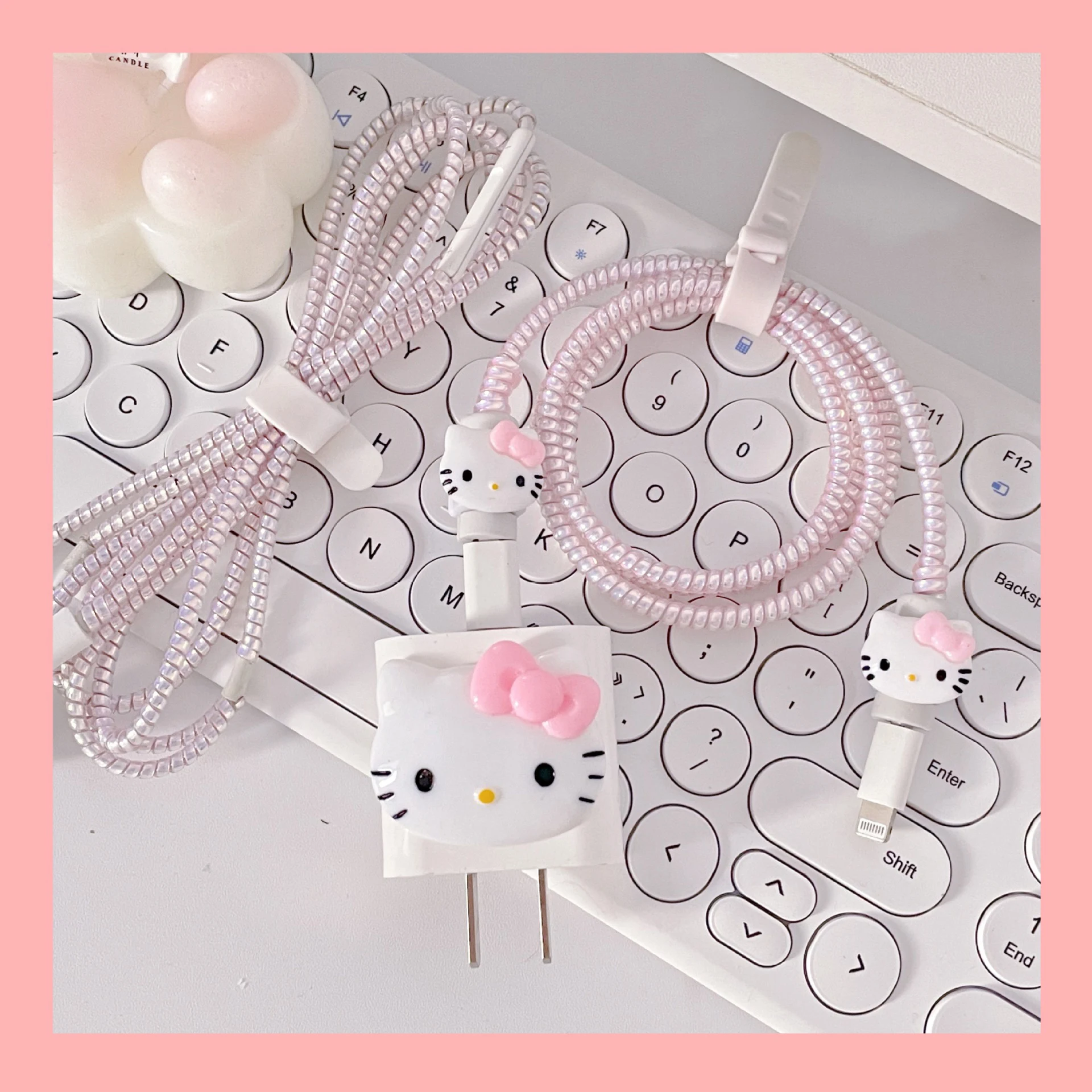 Sanrio Hello Kitty 20W Protector for IPhone Charger PVC Protective Data Cable Protective Sleeve Cartoon Cute Cover Accessories