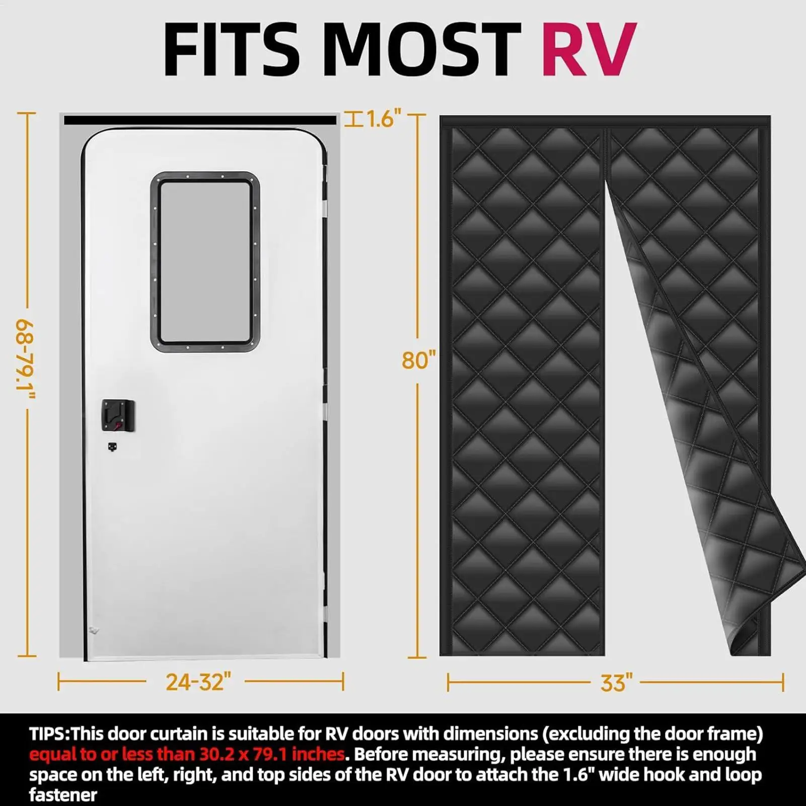 

Rv Insulated Door Cover Windproof Dustproof 33X80Inch Screen Magnetic Folding Doors Insulation Cover For Travel Outdoor