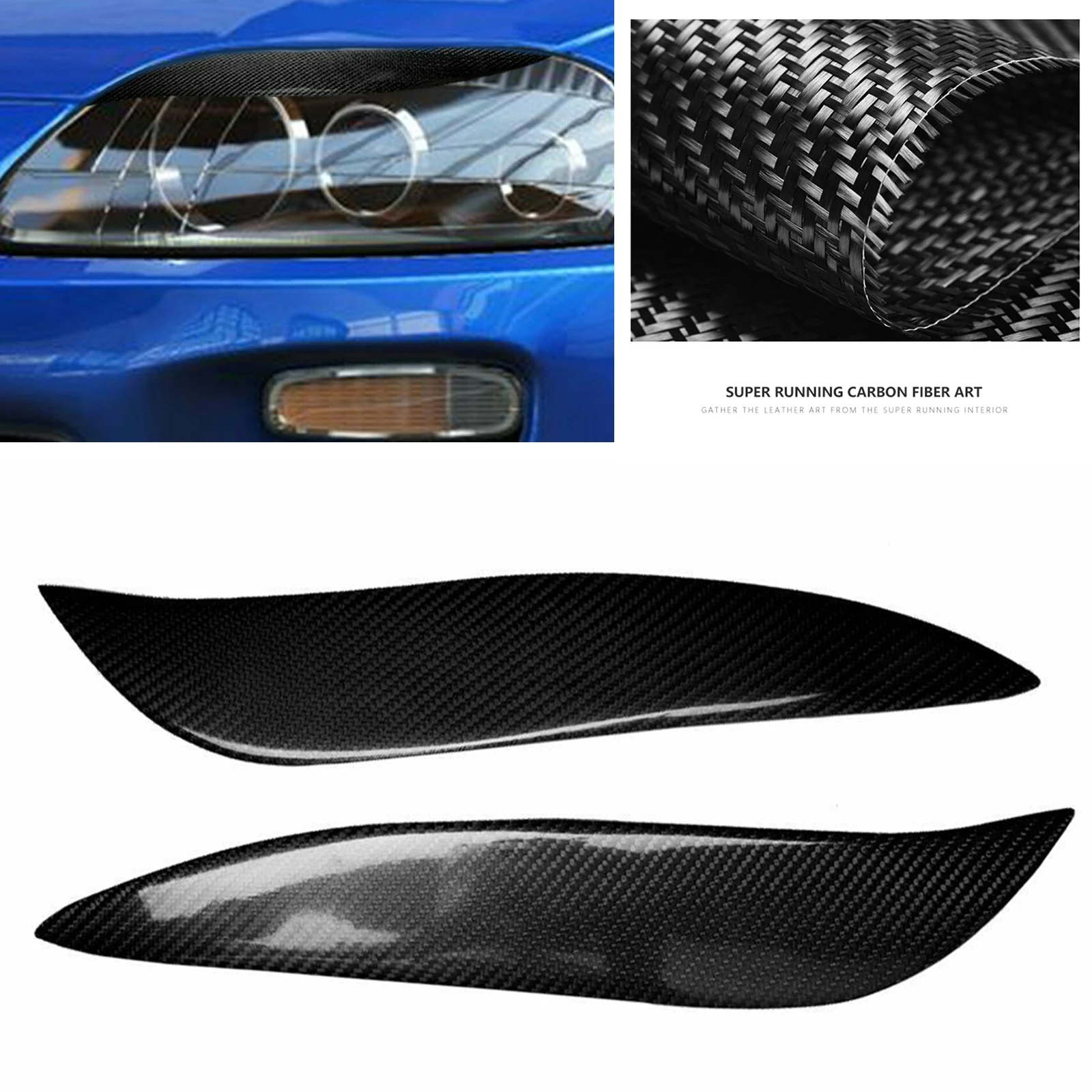 2 Pieces Front Head Light Brow Trim Headlight Eyelid Sticker Headlamp Eyebrow Cover For Toyota Supra 1993-1998