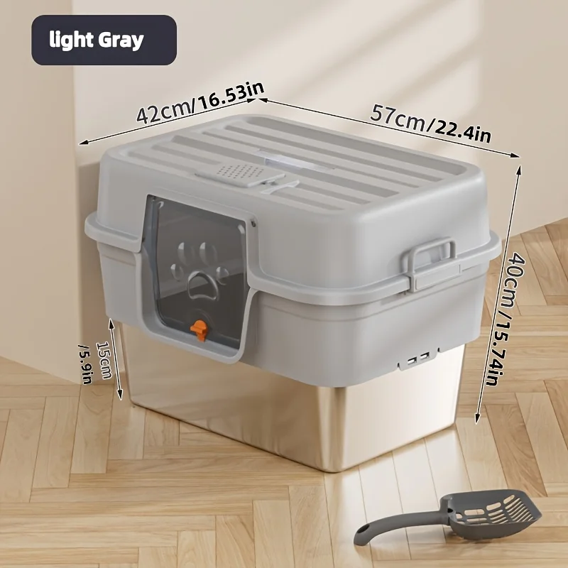XL Enclosed Cat Litter Box with Stainless Steel Base Anti-Splash &Odor Control Privacy House for Large Cats Easy Clean Removable view 6
