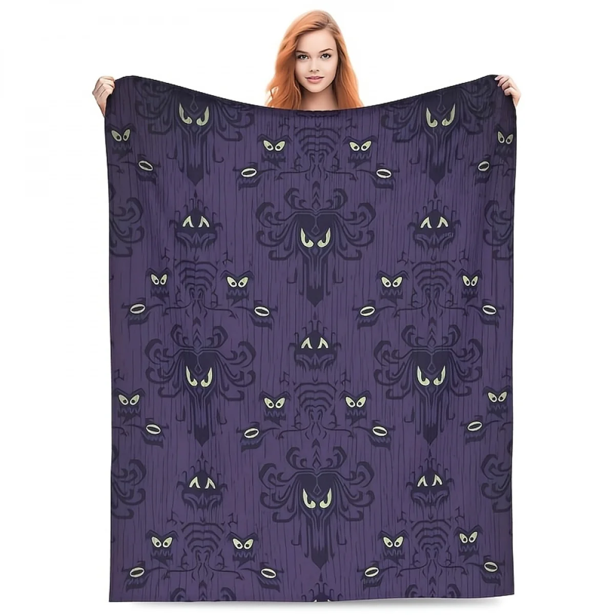 

1Pc Custom Name Text Creepy Cat Pattern Flannel Blanket Suitable for Living Room Bedroom Dorm Study Office Decor Perfect Gift