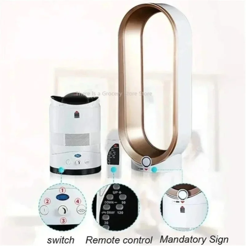 Blattloser Ventilator Elektrischer Kühlluftturmventilator mit Fernbedienung Intelligenter Geräuscharmer 16-Zoll-Standventilator Blattloser Bodenlüfter