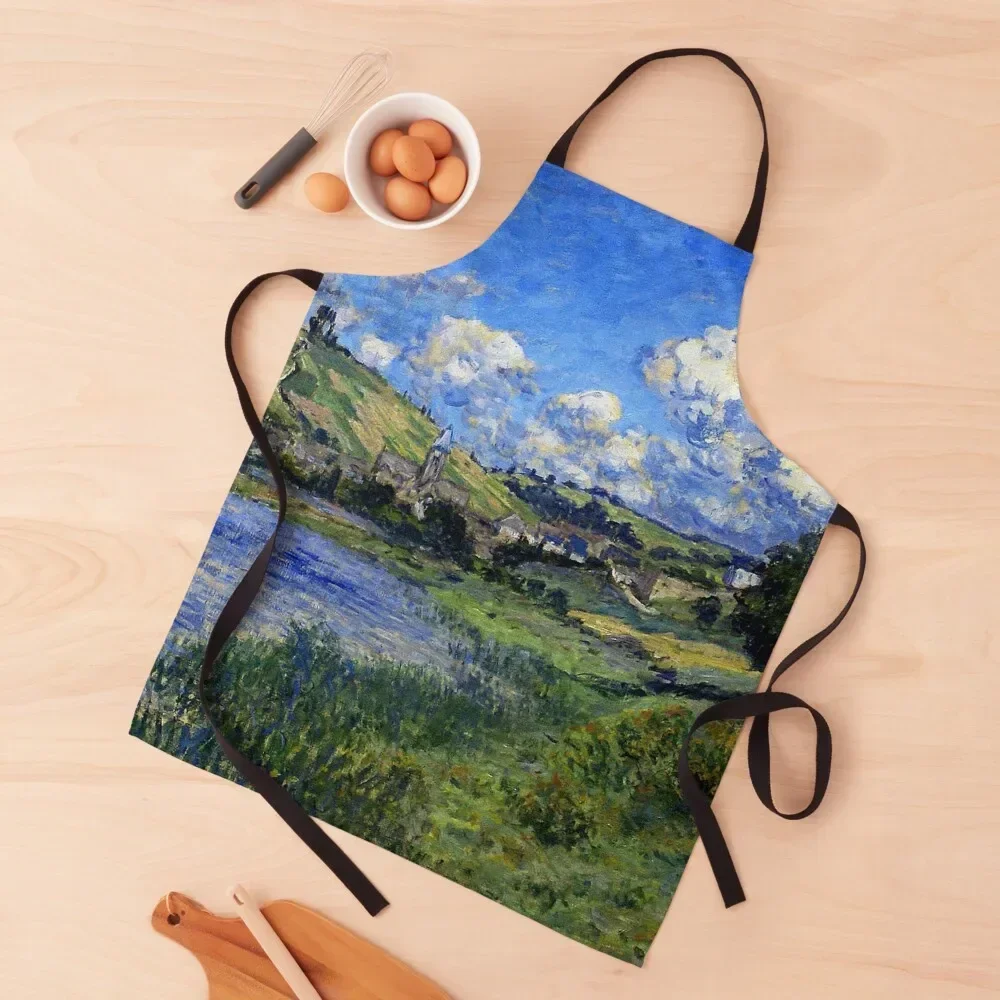 

Monet - Vetheuil Paysage, fine painting by Claude Monet Apron Kitchen Front Sexy Kitchens Accessories Chef Accessories Apron