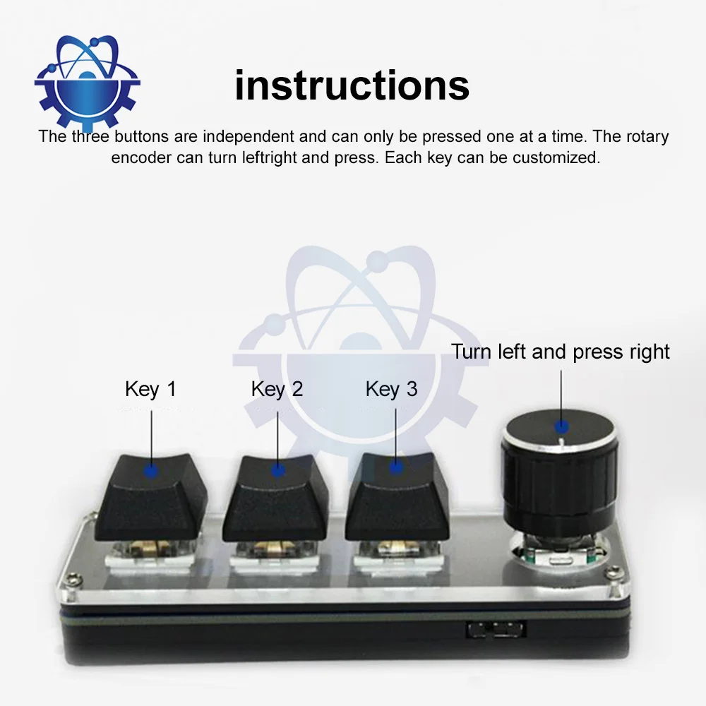 New USB Custom Mini 3-Key Keypad DIY Mechanical Gaming Drawing  Programming with Software One-Handed Portable Hot-swap Keyboard