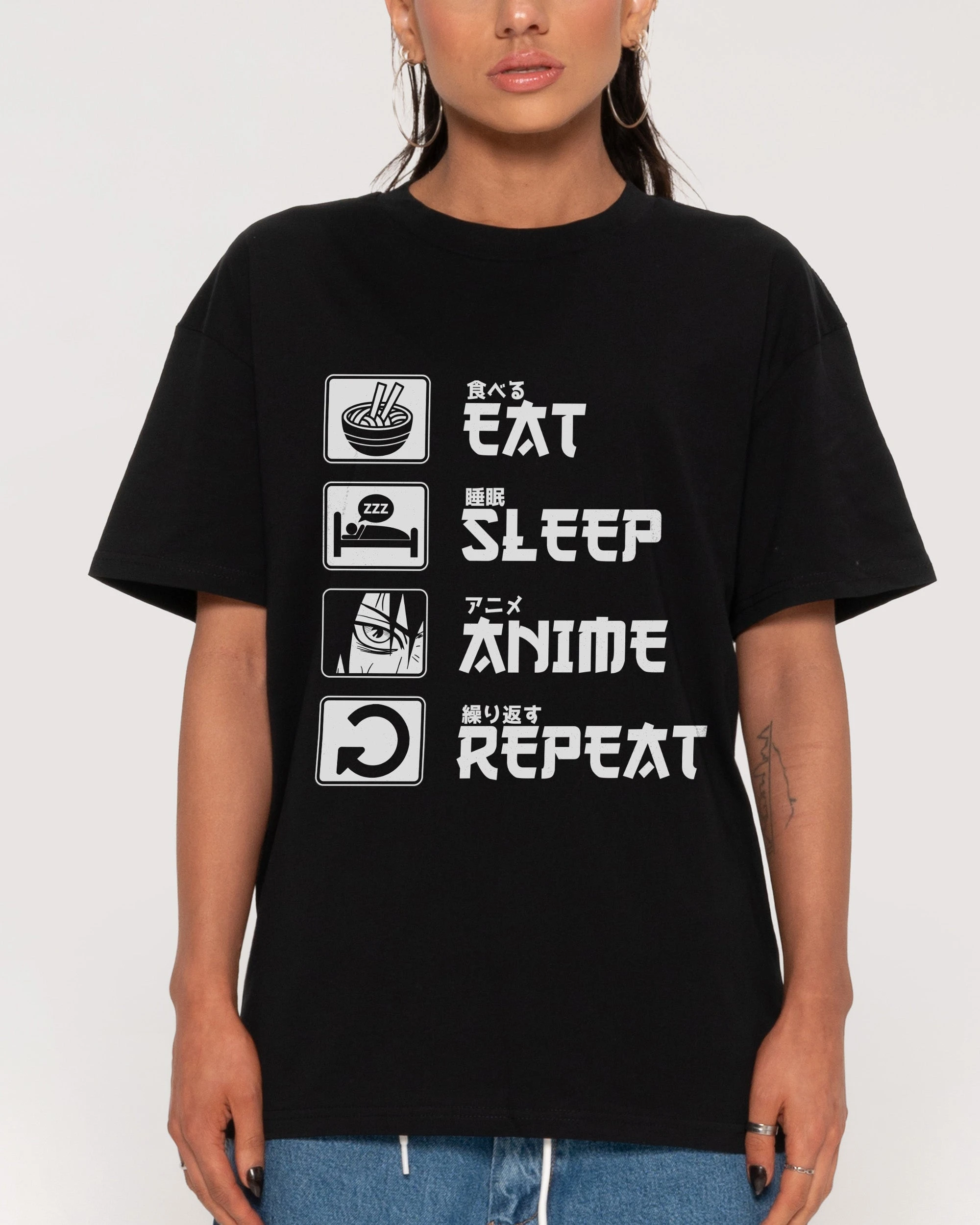 2026 Eat Sleep Anime Repeat T-Shirt Graphic Cotton Tee Printing High-end Luxury Unisex Style Both of Men and Women