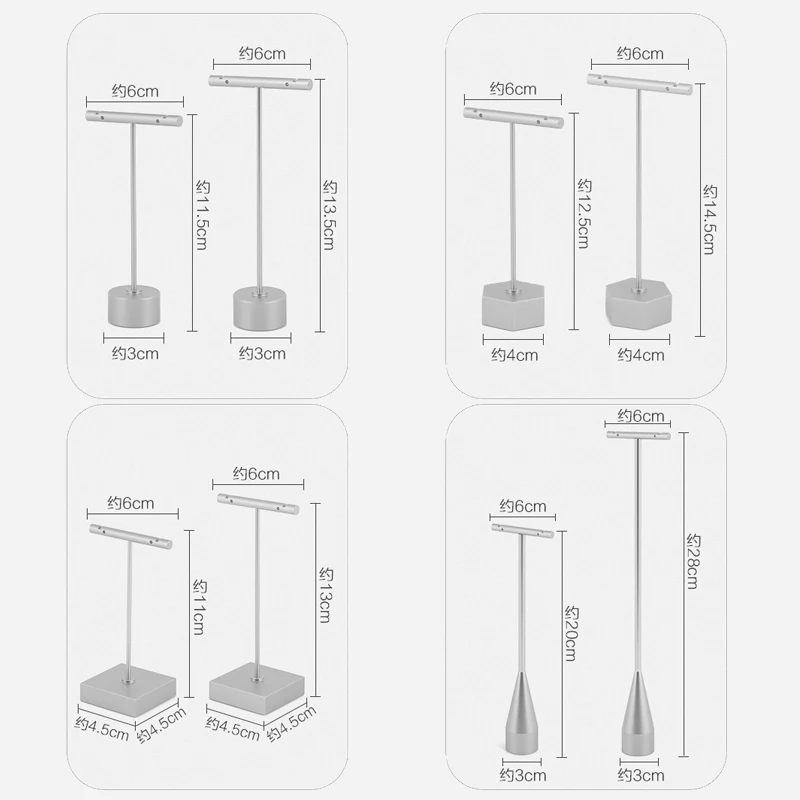 حامل عرض القرط المعدني على شكل حرف T، منظم مجوهرات بقاعدة سداسية لبيائع البيع بالتجزئة والتصوير الفوتوغرافي في المتجر عبر الإنترنت #6