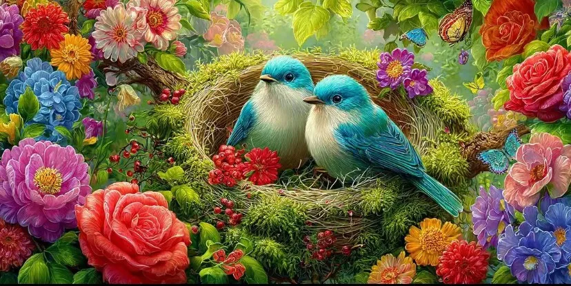 

9CT 14CT 11CT два птицы цветы наборы для печати вышивка крестиком DIY набор для рукоделия домашний декор поделки с иглами нитки