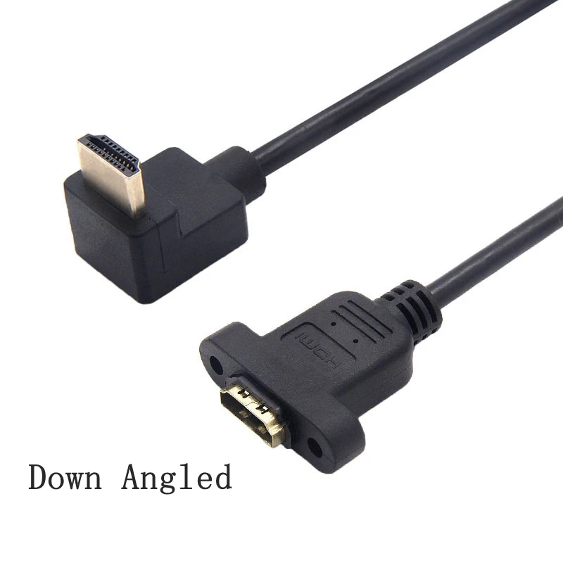 90 270 Degree HDMI-compatible A 1.4 19pin Male To HD A Type Female Extension Cable With Screw Hole Can Lock Panel Mount Cable