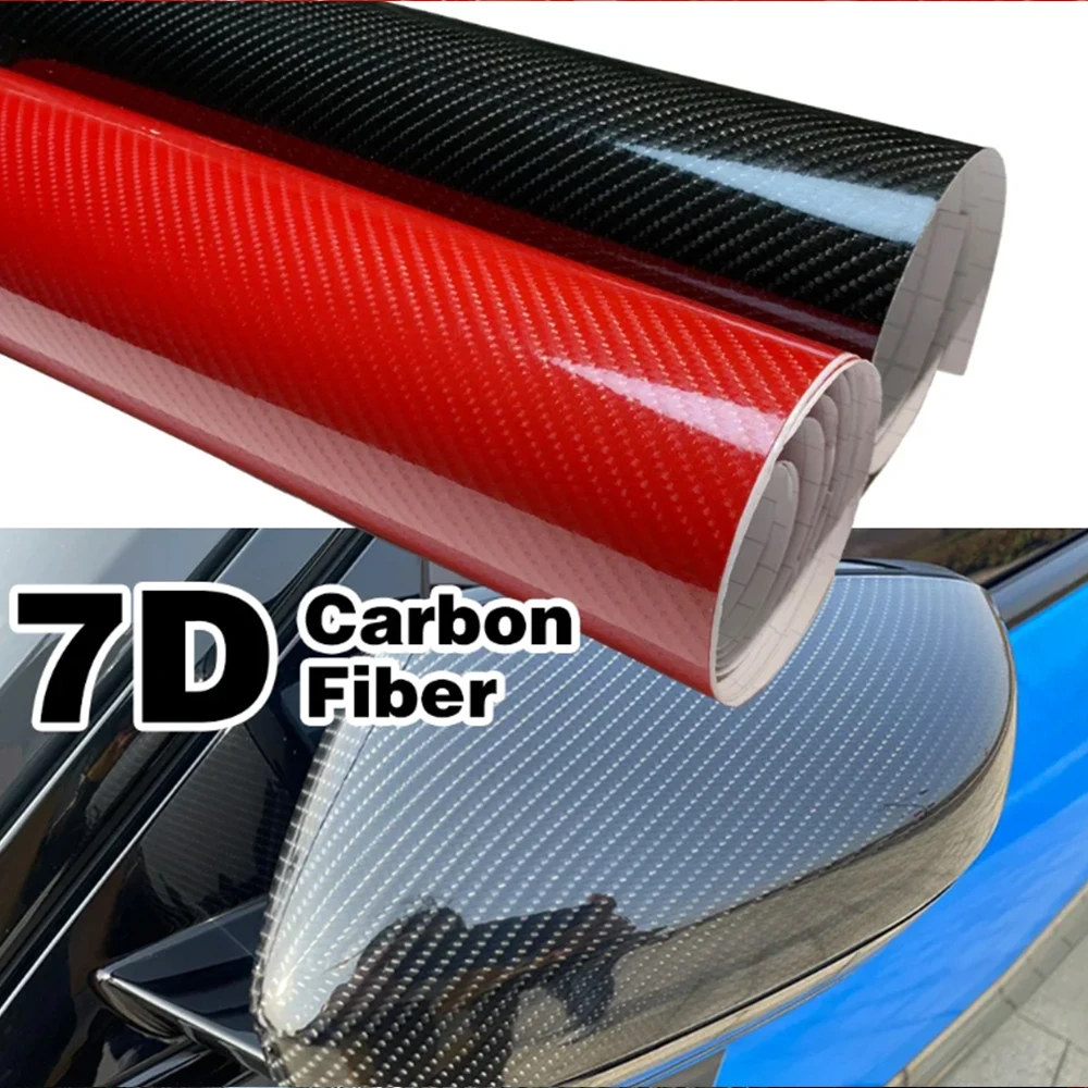 

RED Gloss 7D виниловая пленка из углеродного волокна для салона автомобиля, наклейки «сделай сам», аксессуары для мотоциклов, самоклеящаяся пленка с высокой вязкостью