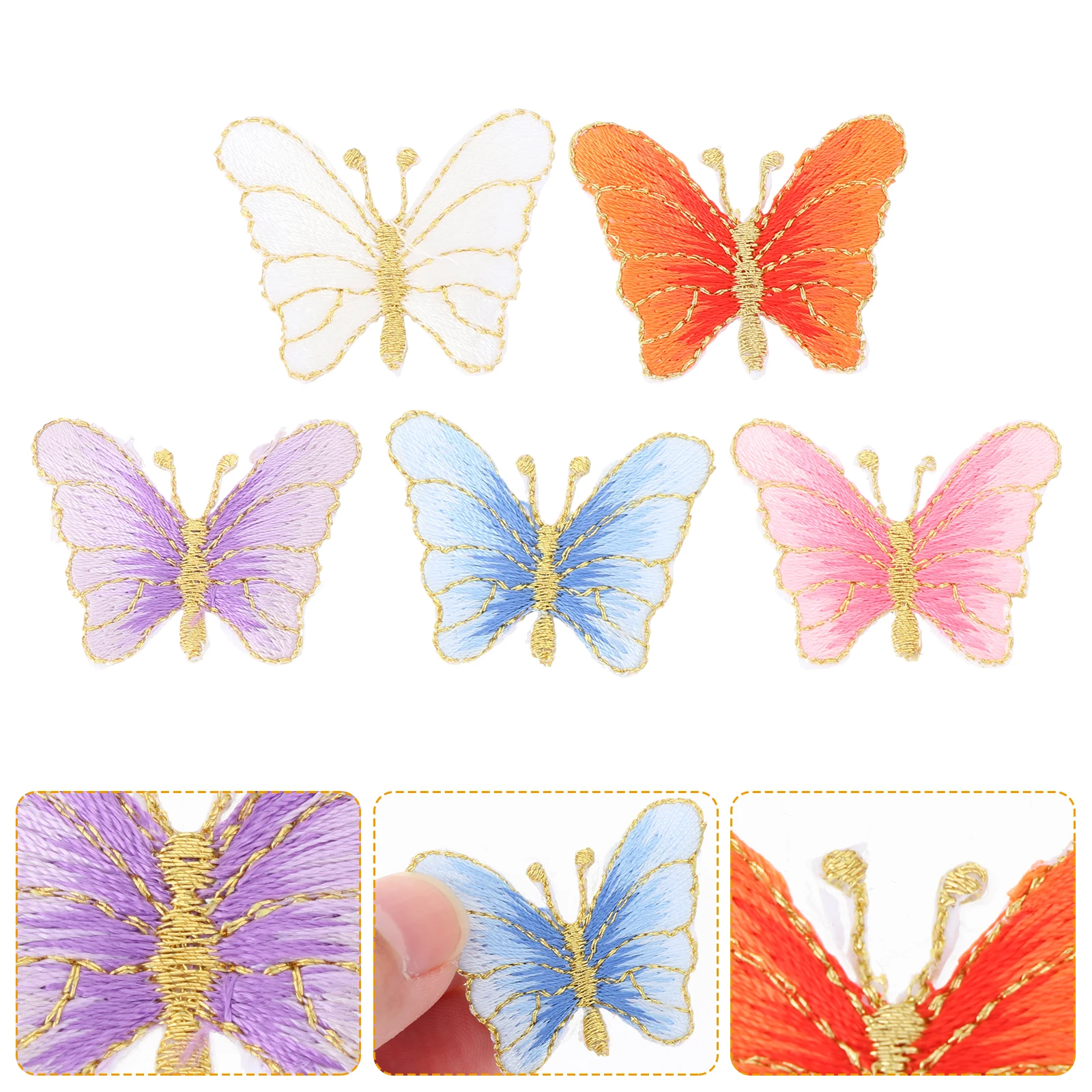

10 Pcs Butterflies Embroidered Applique Rayon DIY Patches Clothing Repair Decoration Iron On Stickers Accessories Elastic B