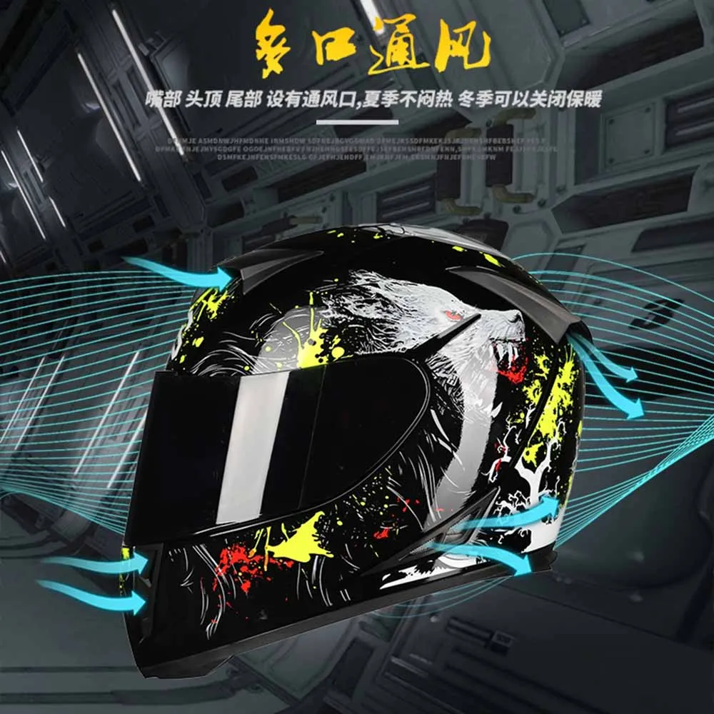 Swallower Full Face Biker Helmets Wear-Resistant Motocross Kask Anti-Fall Motorcycle Equipment Breathable Head Protection M-2XL