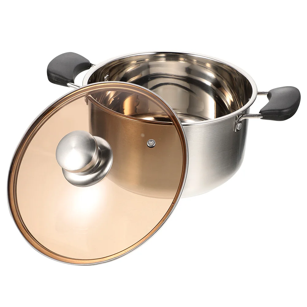 

Stainless Steel Double Ear Soup Pot with Lid for Induction Gas Cooker Large Capacity Stock Pot Cooking Pots Easy Clean Anti