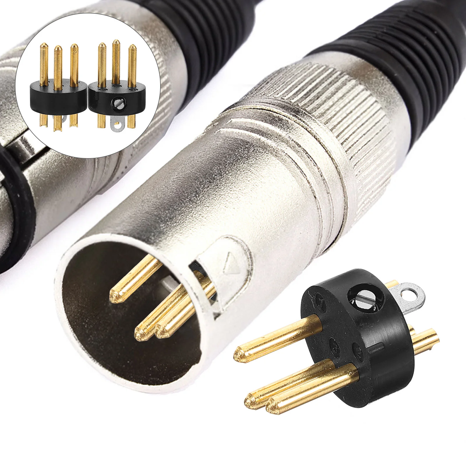 

10 Pcs Plug XLR Head Needle 3-pin for Microphone Connector Adapter Cable Black Audio Conversion Male