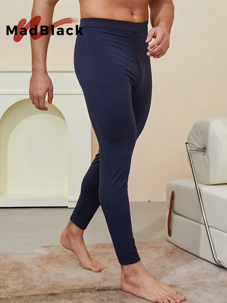 MadBlack-Silk Filler Elegant Leggings, Elastic Waist Solid, Men Versatile Skin-friendly Thick Warm Pants, 2026 Autumn B68347CC