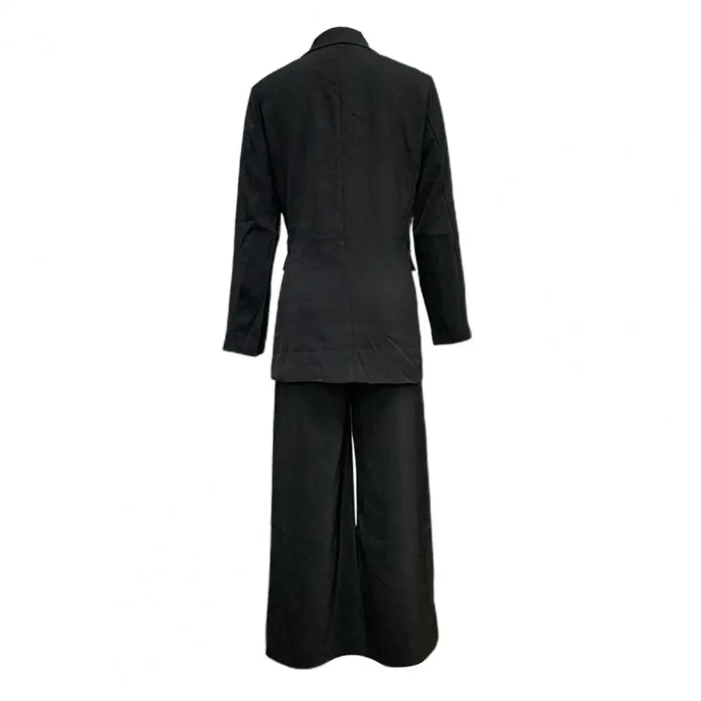 Ensemble manteau et pantalon taille haute pour femme, style d'affaires formel, revers, manches longues, bureau, trajet domicile-travail