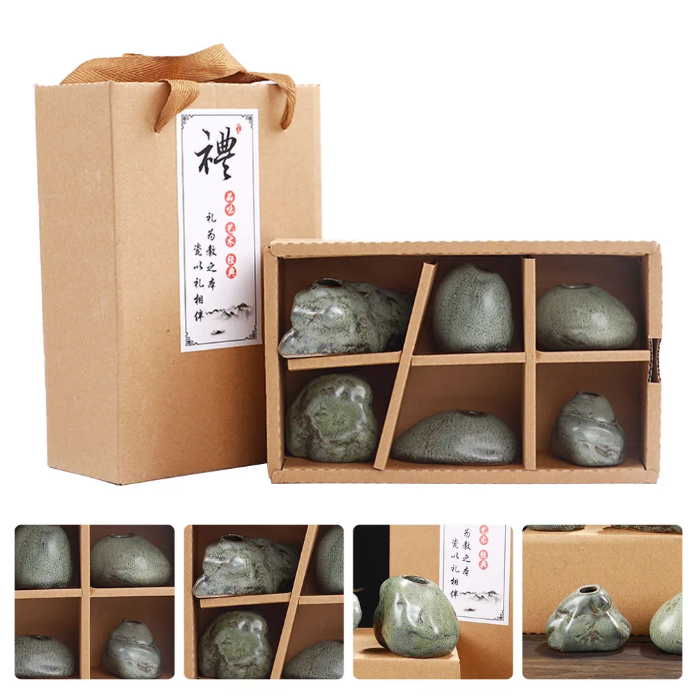 

6Pcs Mini Ceramic Small Vases Chic Floral Art Vase Crafts Home Decor Dried Flower Display Arrangement Small Vases