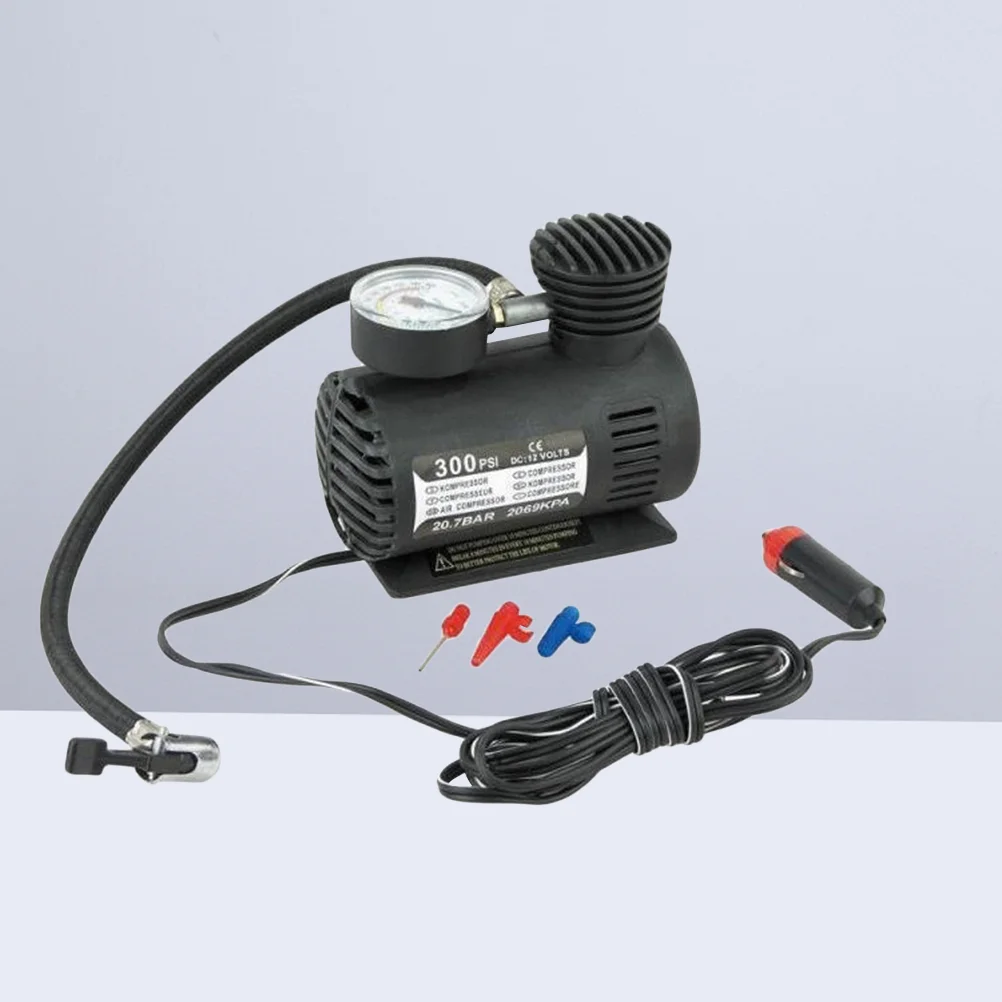 DC 12V 100W Air Compressor Pump Portable Electric Tire Inflator with Pressure Gauge (Black)